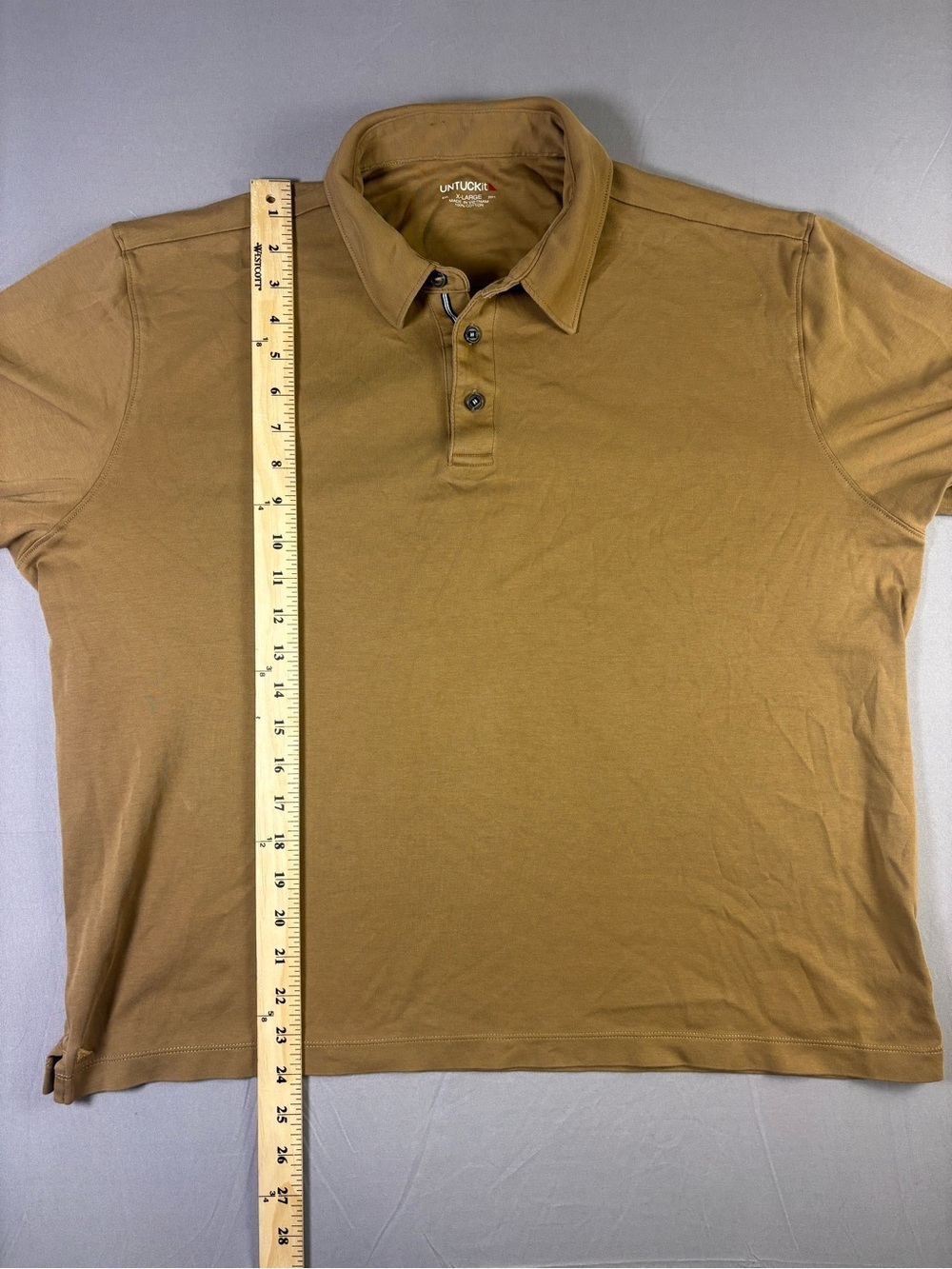 UNTUCKit Men’s Long Sleeve Polo Shirt - Khaki Color Size XL - Picture 6 of 7
